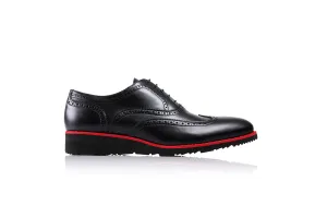 2017 Men's Black & Red Wedge Sole Wingtip
