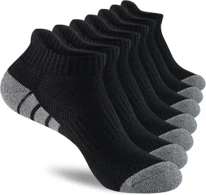 7 Pairs Mens 100% Cotton Cushioned Ankel Socks, Athletic Performance Running Moisture Wicking Breathable Low Cut Socks