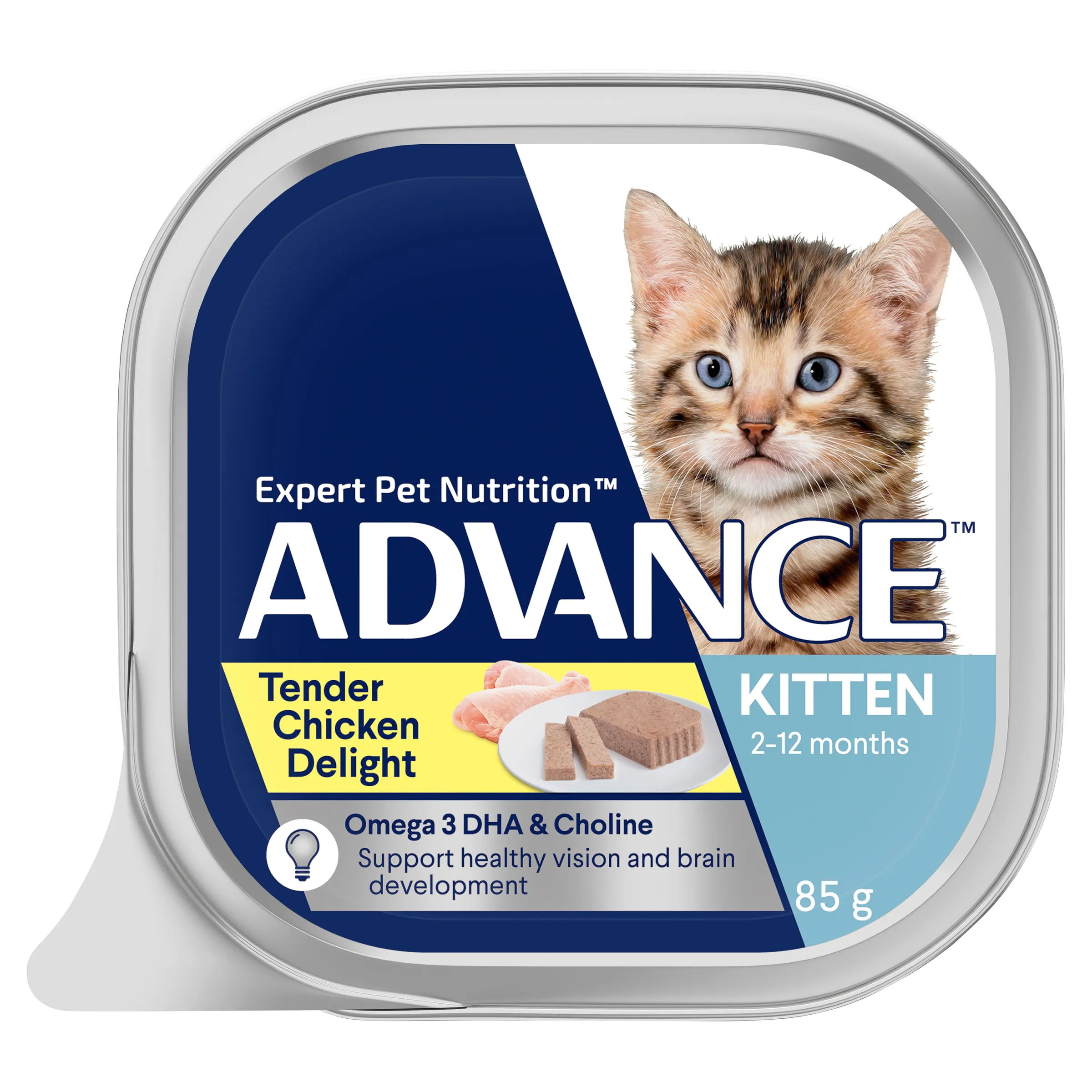 Advance Tender Chicken Delight Kitten Wet Cat Food Trays 85g x 7