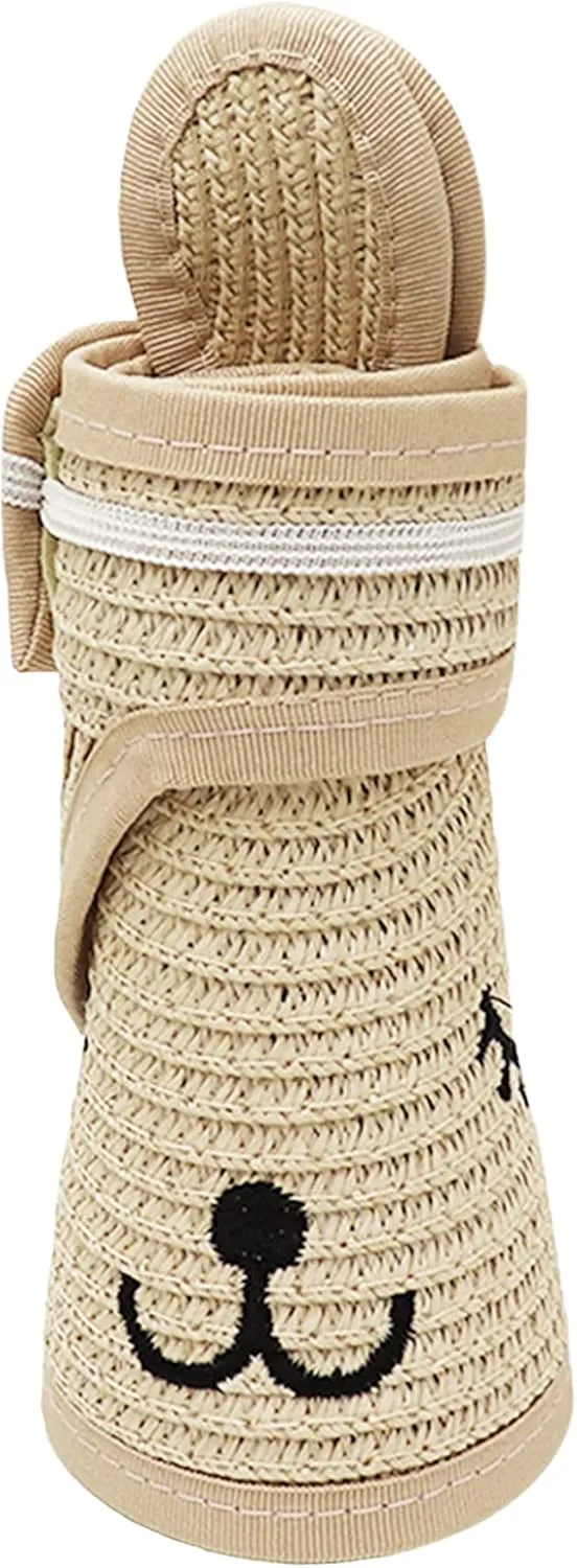 Baby Roll-up Straw Visor Hat Sun Hat, Kid Toddler Wide Brim Cute Bunny Ponytail Summer Beach Sun Hat Adjustable for 1-4 Years
