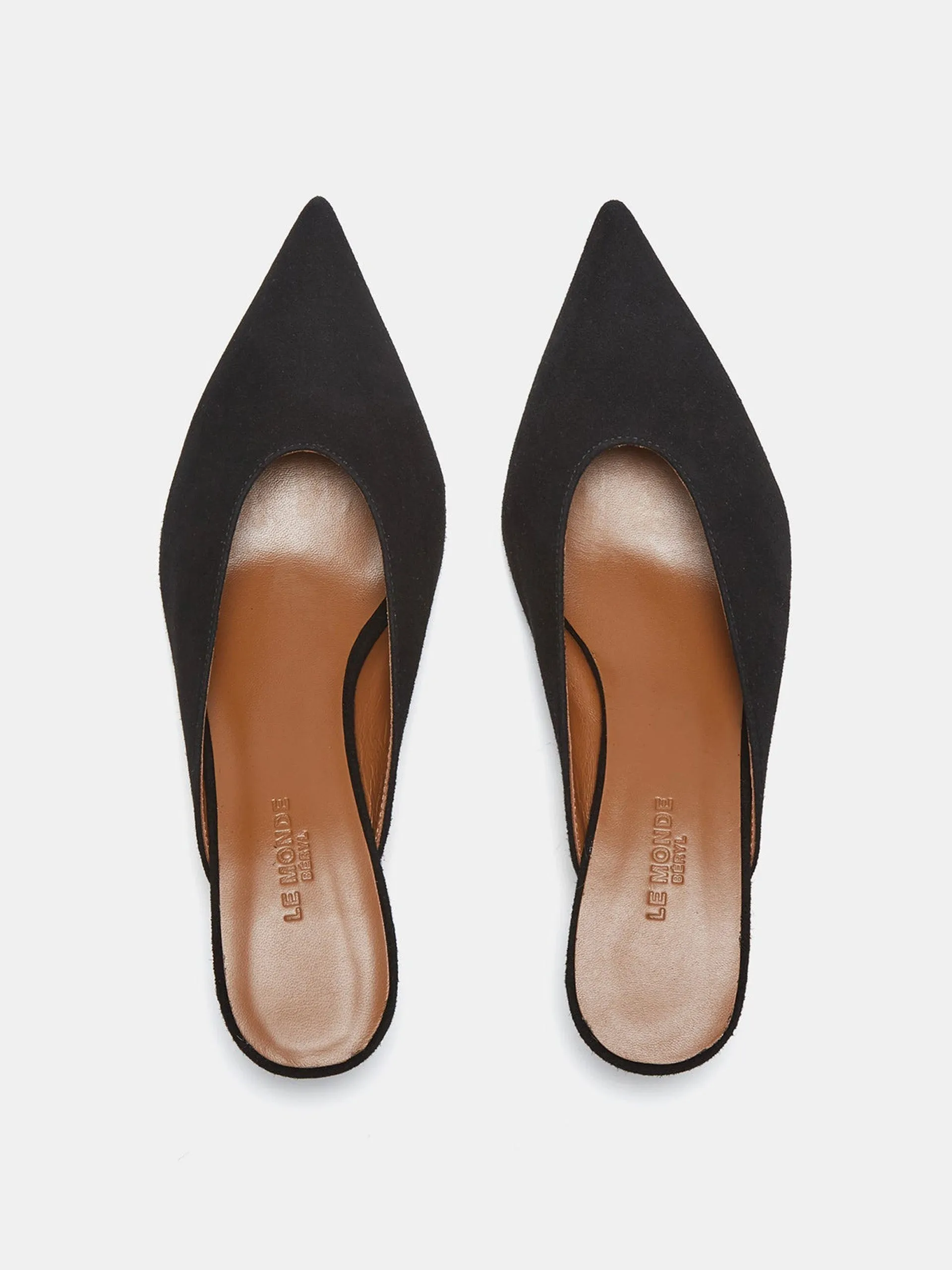 Black suede Venetian kitten heels