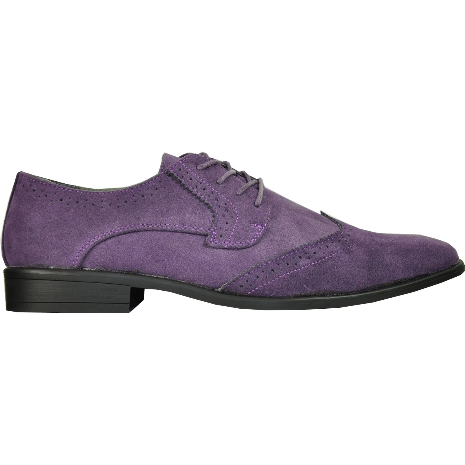 BRAVO Men Dress Shoe KING-3 Wingtip Oxford Shoe Purple - Wide Width Available