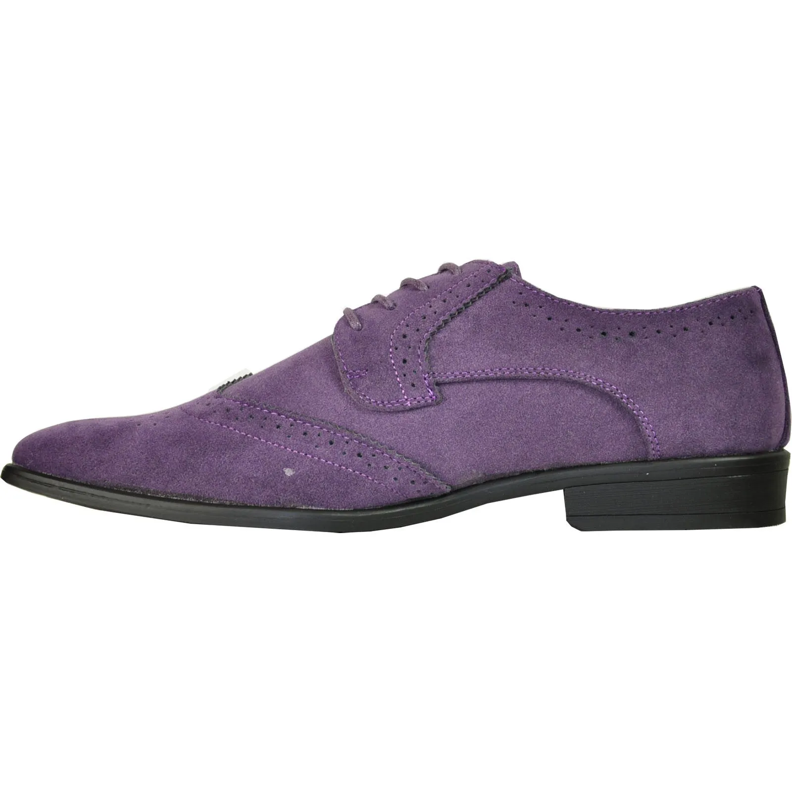 BRAVO Men Dress Shoe KING-3 Wingtip Oxford Shoe Purple - Wide Width Available