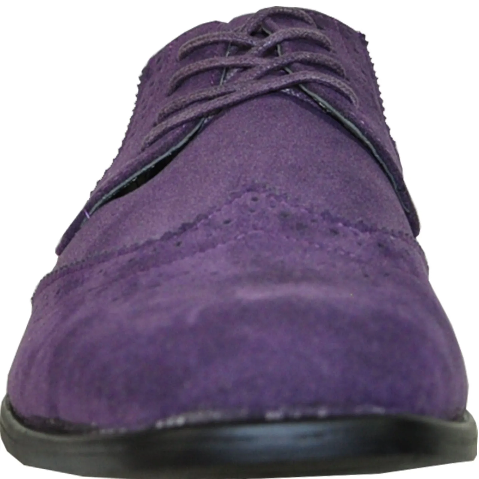 BRAVO Men Dress Shoe KING-3 Wingtip Oxford Shoe Purple - Wide Width Available