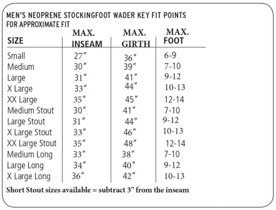 Caddis Mens Regular Dark Green Neoprene Stockingfoot Waders