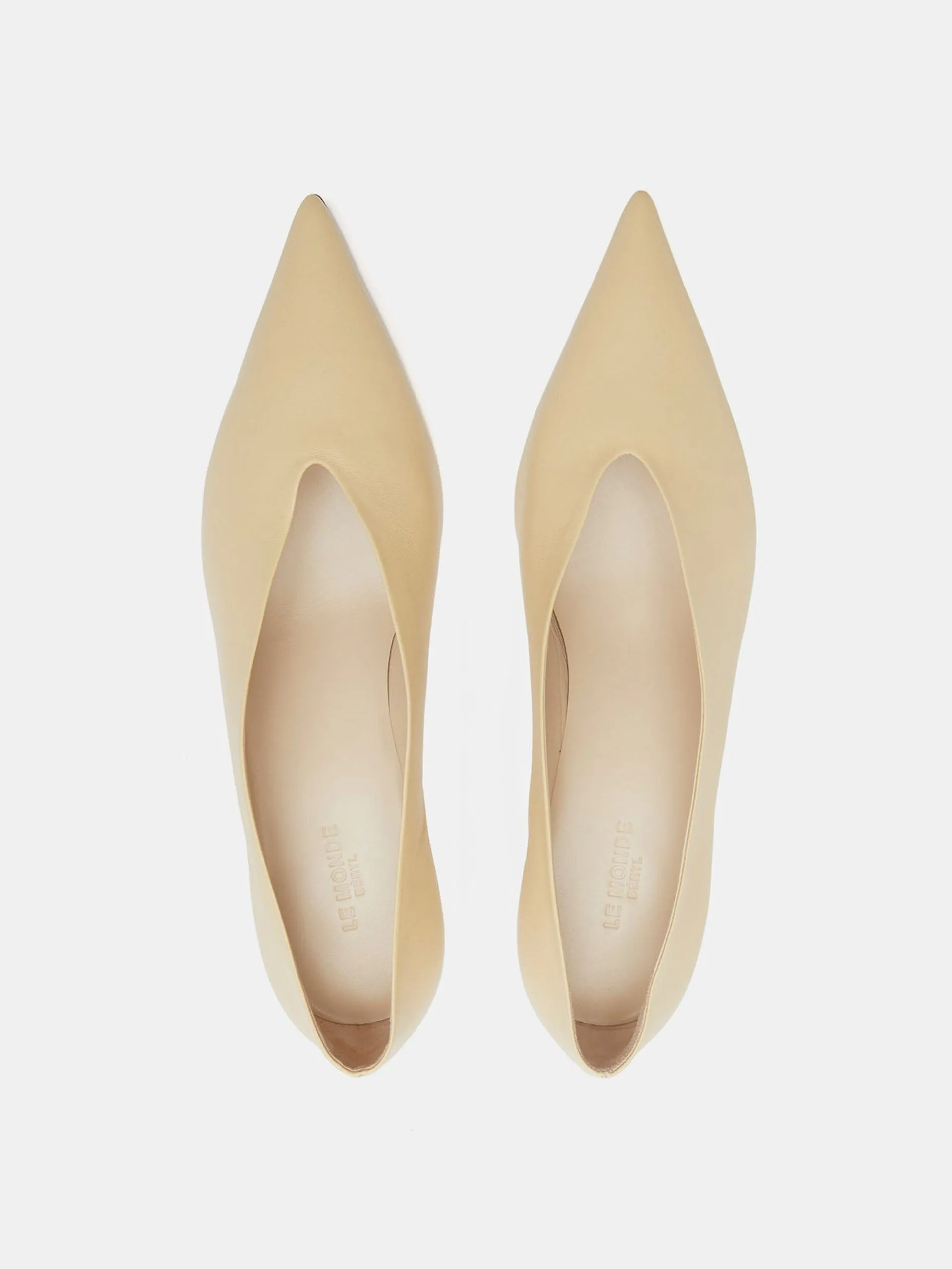 Custard leather Babouche kitten heels