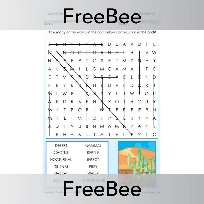Desert Life Word Search