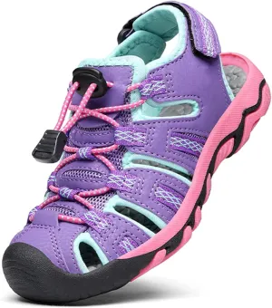 DREAM PAIRS Boys Girls Summer Outdoor Athletic Sport Sandals Walking Hiking Hook and Loop Adjustable Multicolor for Toddler/Little/Big Kids,Size 10 Toddler,Lavender/Baby/Blue/Fuchsia,160912-K