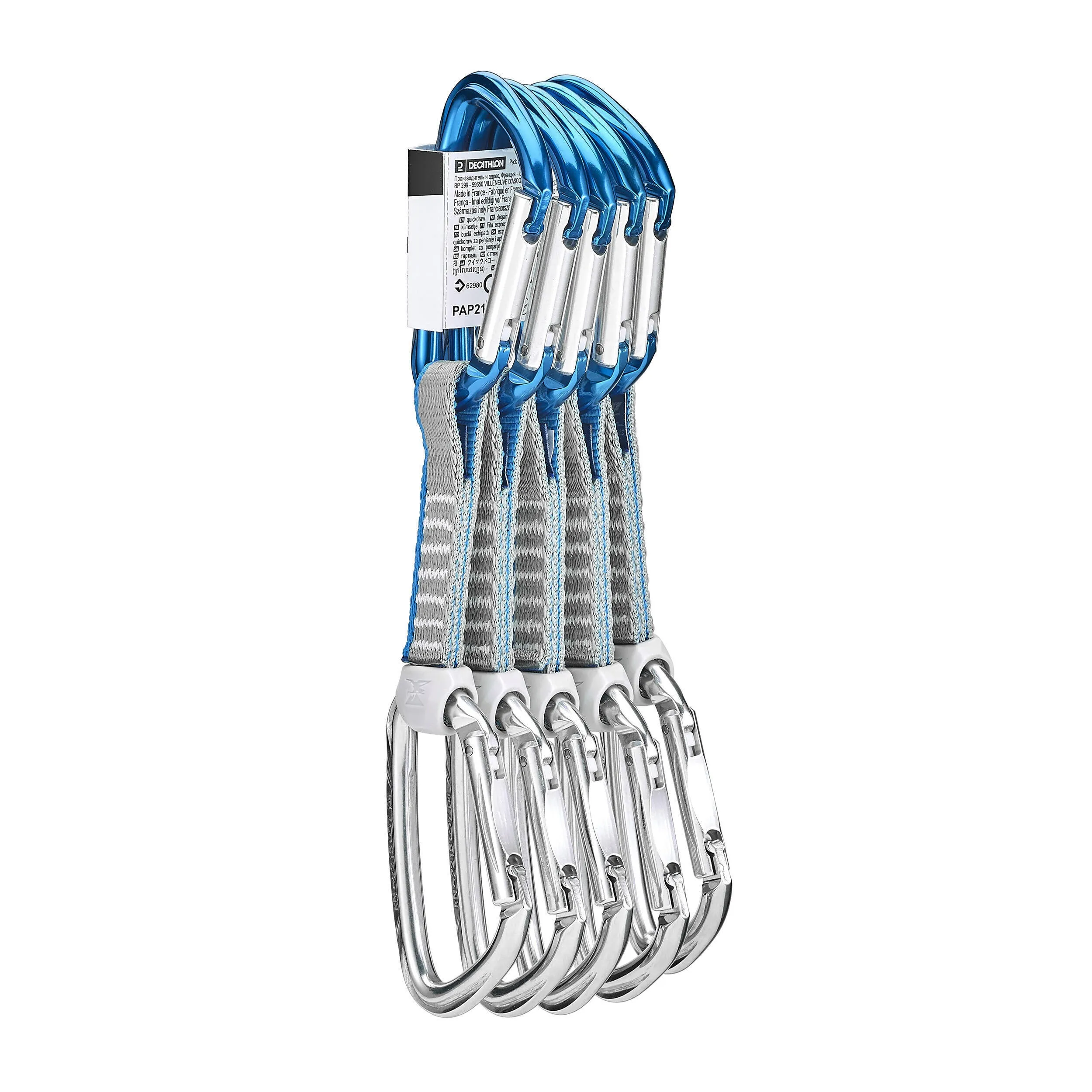 Express set of Simond quickdraws for rock climbing and mountaineering