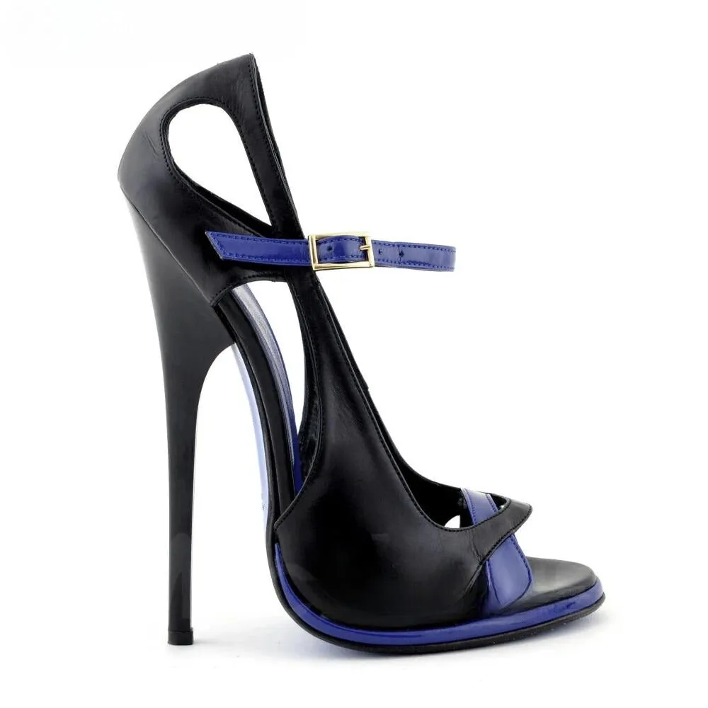 Extremely High Heel Peep Toe Patent Leather Sandals