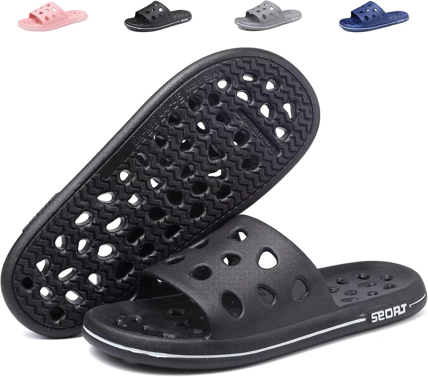 FINLEOO Shower Shoes for Women Men, Comfortable Arch Support Quick Drying Pool Slides, Non-Slip Beach Sandals Bathroom Travel College Dorm Shower Slippers