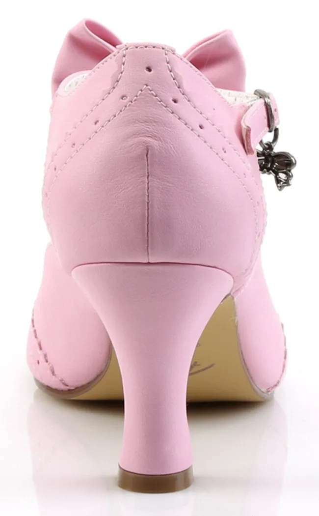 FLAPPER-11 Pink Faux Leather Heels