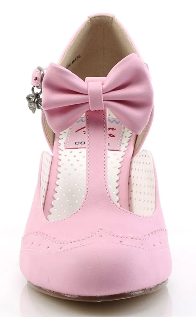 FLAPPER-11 Pink Faux Leather Heels