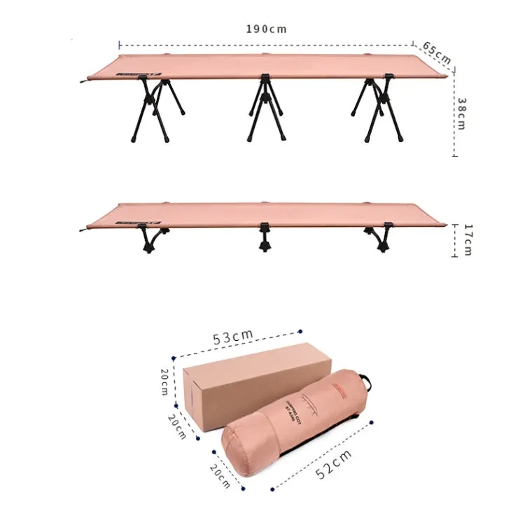 Folding Aluminum Camping, Fishing, and Beach Bed, Lightweight and Durable (Khaki)