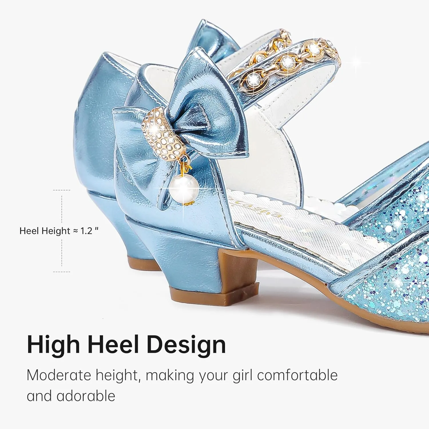 Girls Sandals Closed Toe Heels Wedding Party Girls Dress Shoes Toddler Little Big Kid