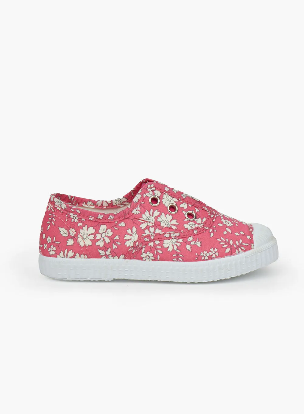 Hampton Canvas Plum Print Plimsolls in Bright Pink Capel
