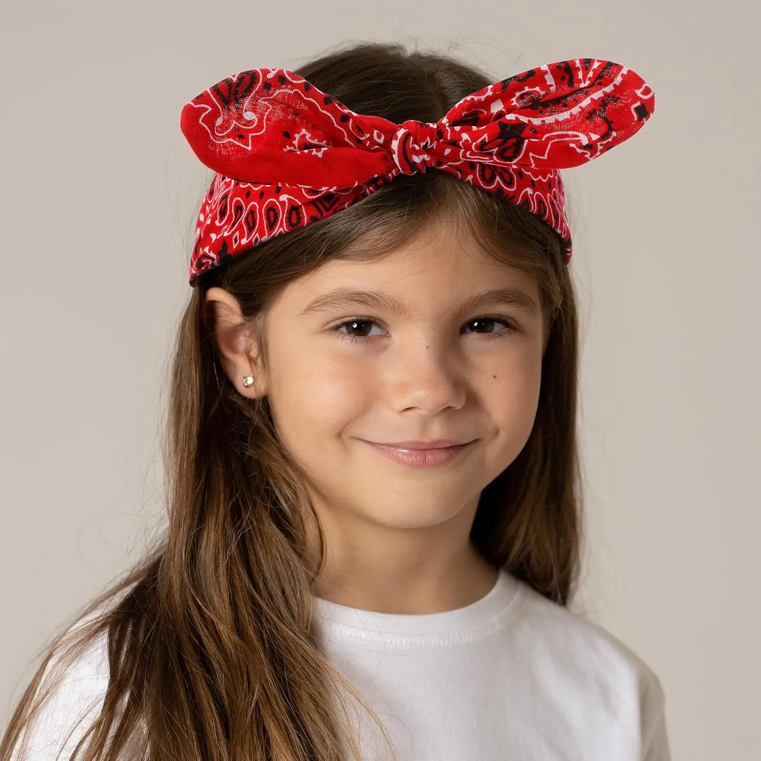 Hicarer 2 Pieces Bandana Headband for Women, Knot Retro Print Bandana Paisley Print Headband Adjustable Headwrap(Red, Black)