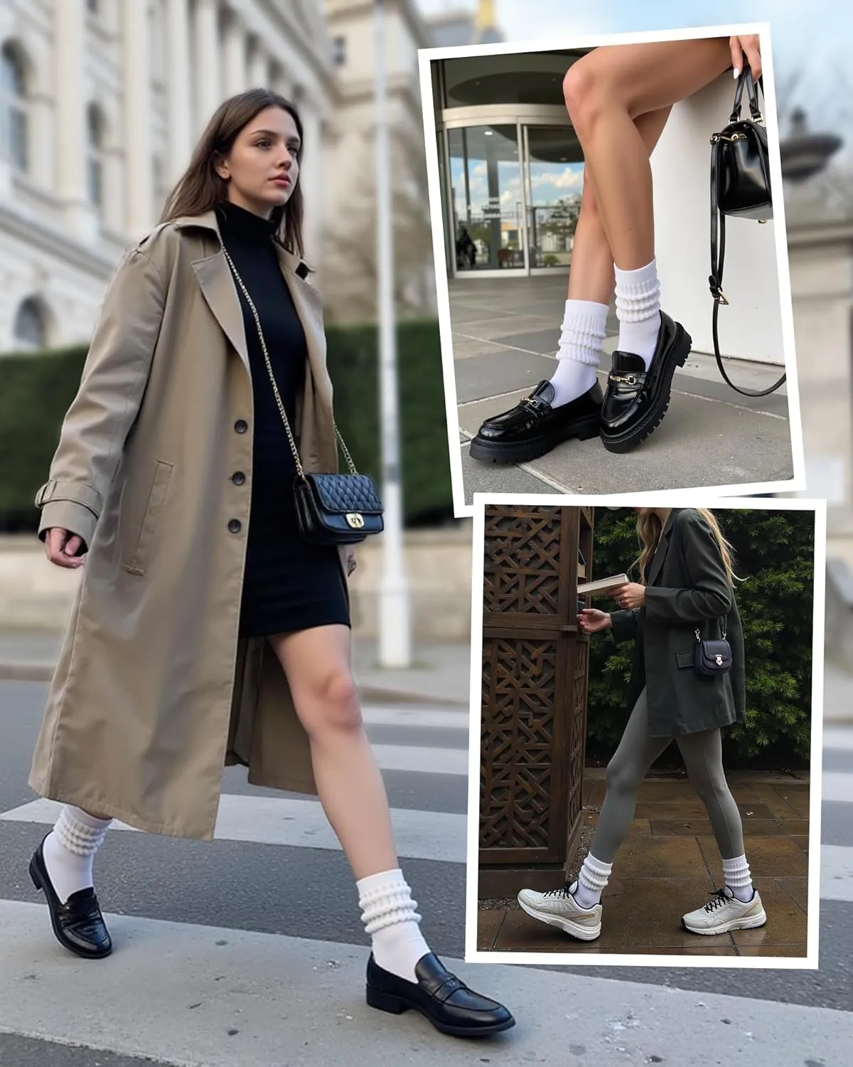 HONGTEYA Slouchy Crew Socks for Women Soft Scrunch Socks Cute Fashion Retro for Boot Sneakers Size 5-11
