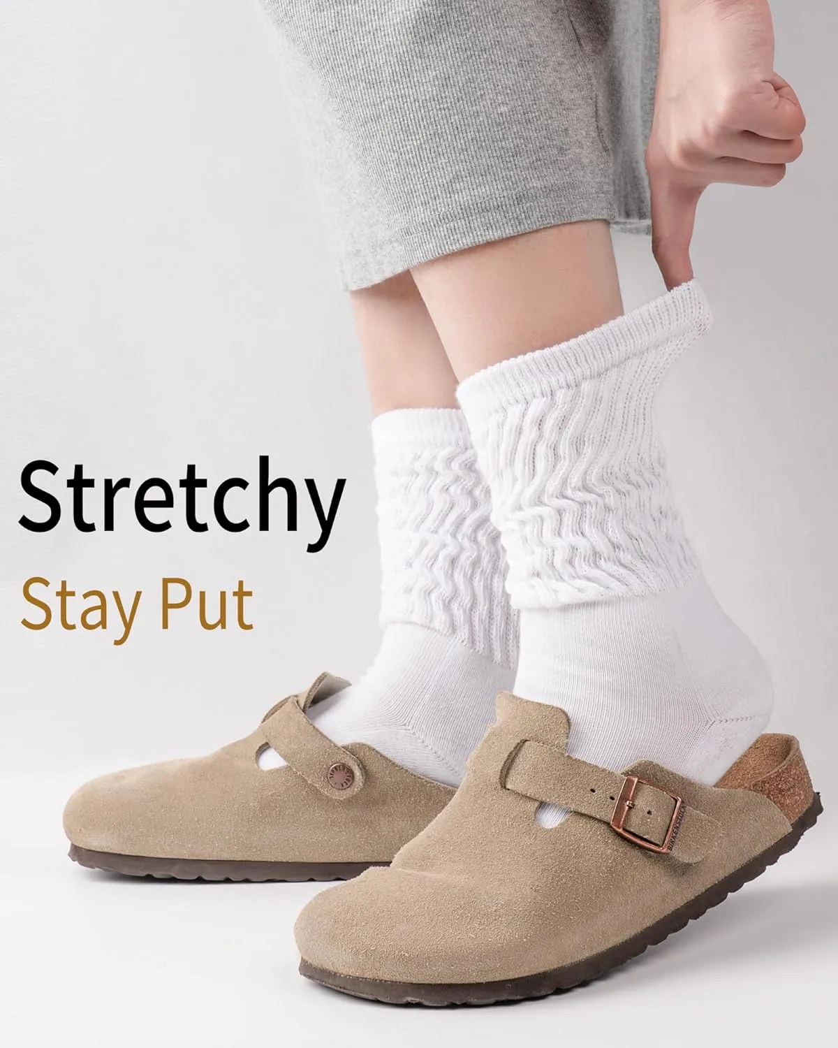 HONGTEYA Slouchy Crew Socks for Women Soft Scrunch Socks Cute Fashion Retro for Boot Sneakers Size 5-11