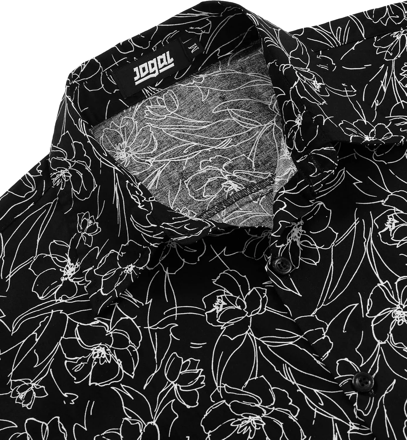 JOGAL Men's Flower Casual Short Sleeve Aloha Hawaiian Shirt