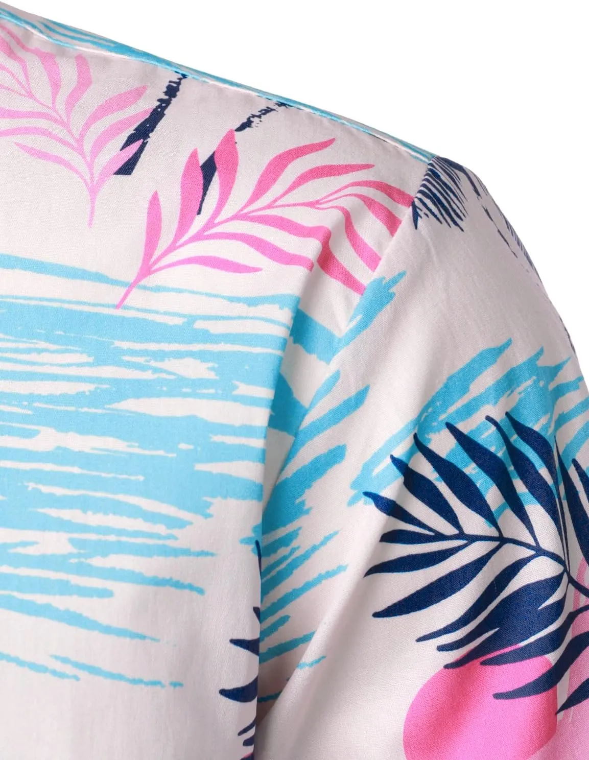 JOGAL Men's Flower Casual Short Sleeve Aloha Hawaiian Shirt