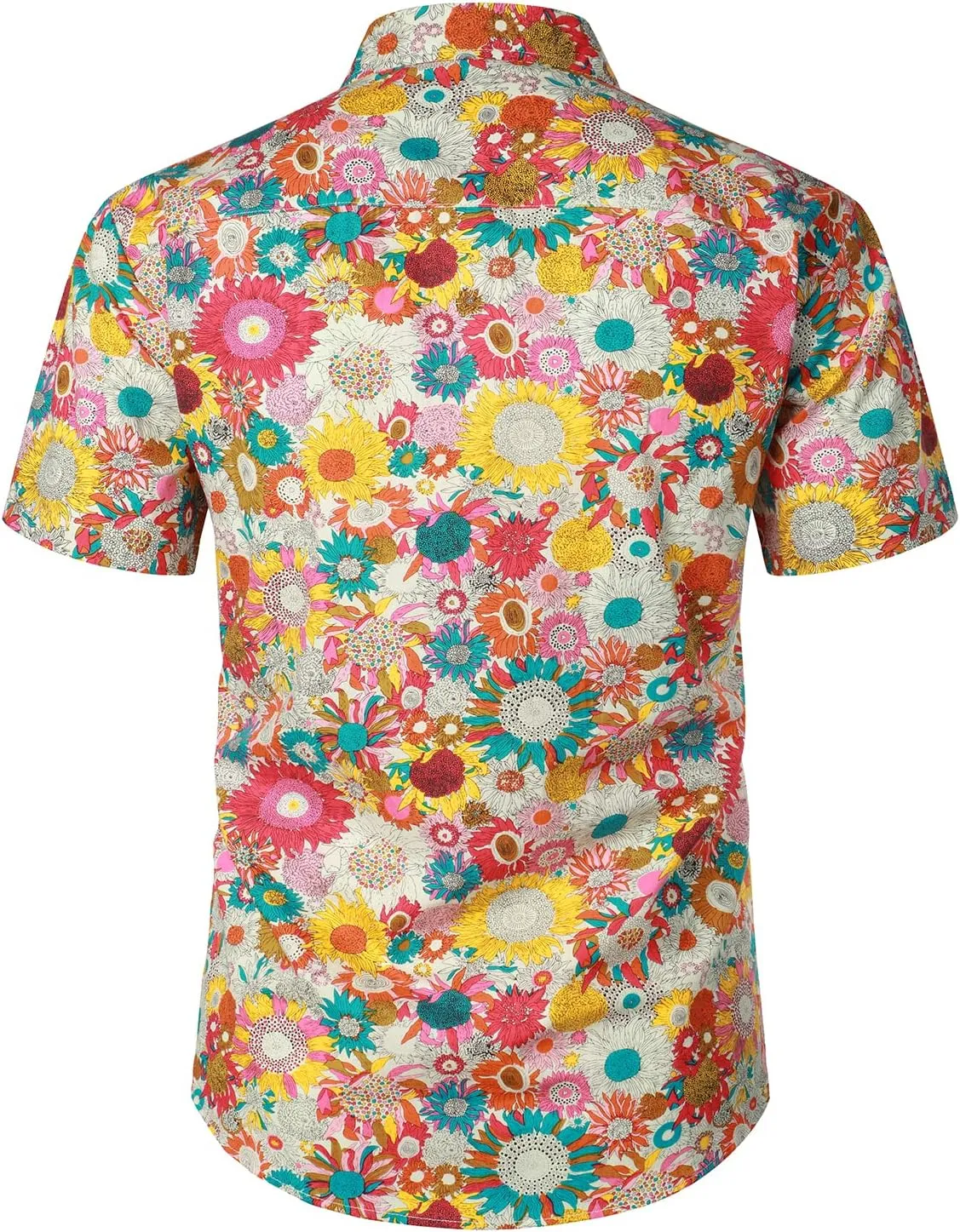 JOGAL Men's Flower Casual Short Sleeve Aloha Hawaiian Shirt