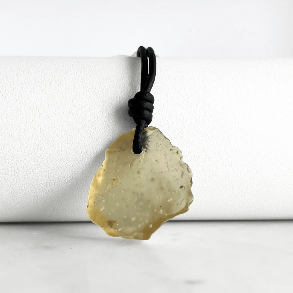 Libyan Desert Glass OOAK Gemstone Pendant - Cosmic Elegance