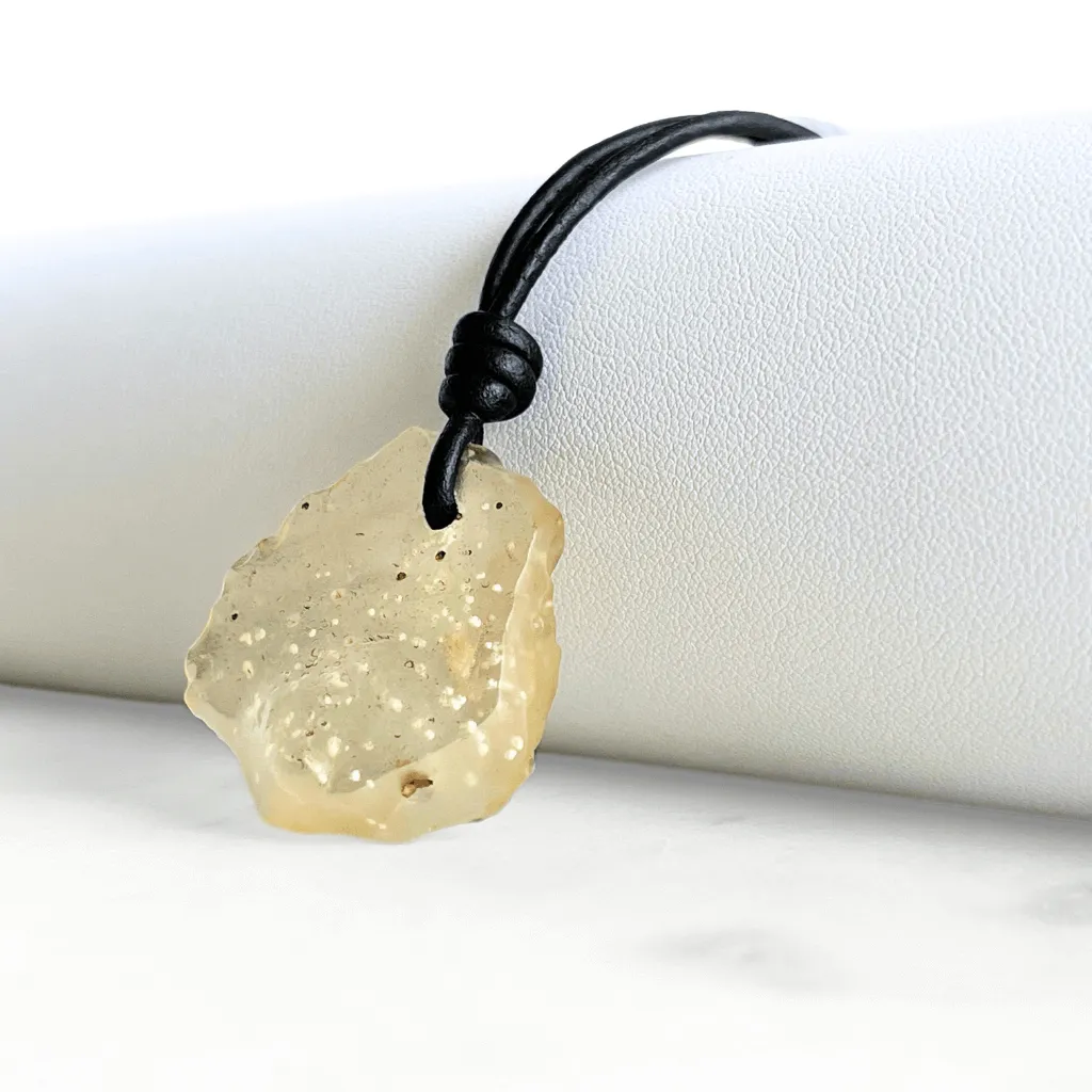 Libyan Desert Glass OOAK Gemstone Pendant - Cosmic Elegance
