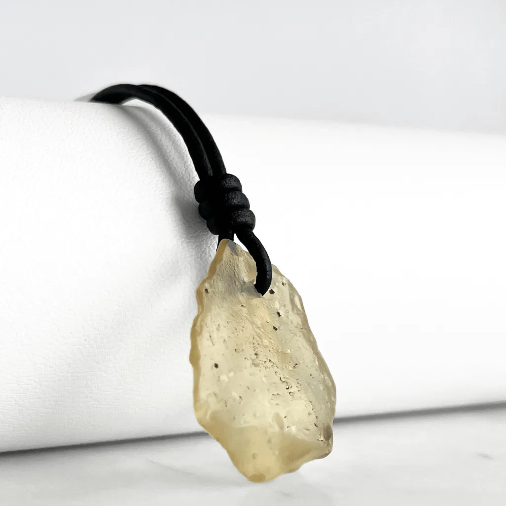 Libyan Desert Glass OOAK Gemstone Pendant - Cosmic Elegance
