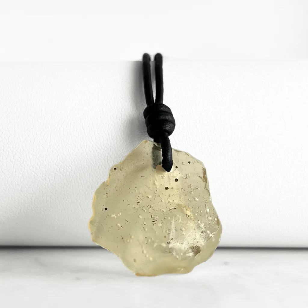 Libyan Desert Glass OOAK Gemstone Pendant - Cosmic Elegance