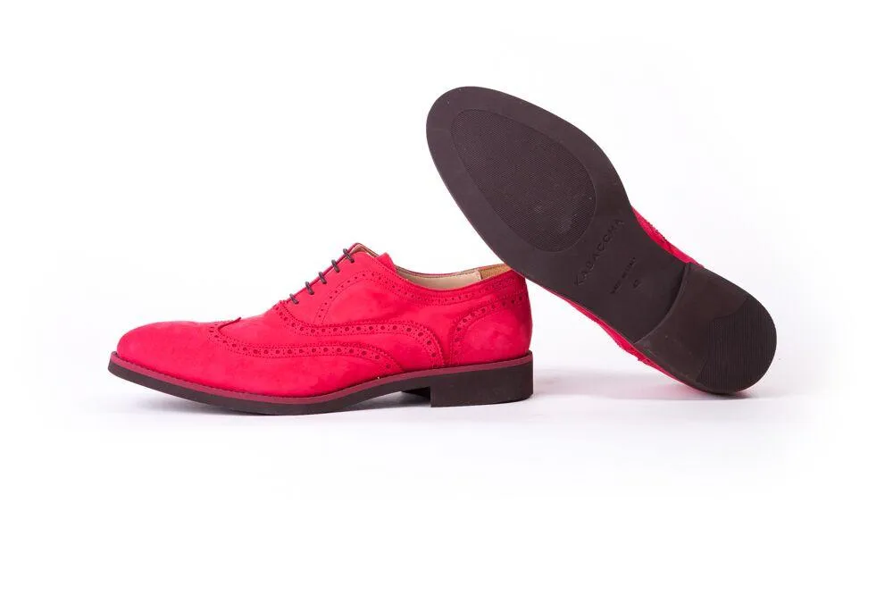 Men's 3491 Nabuck & Maroon Accented Brogue Wingtip on Bordeaux Sole (EX-33)
