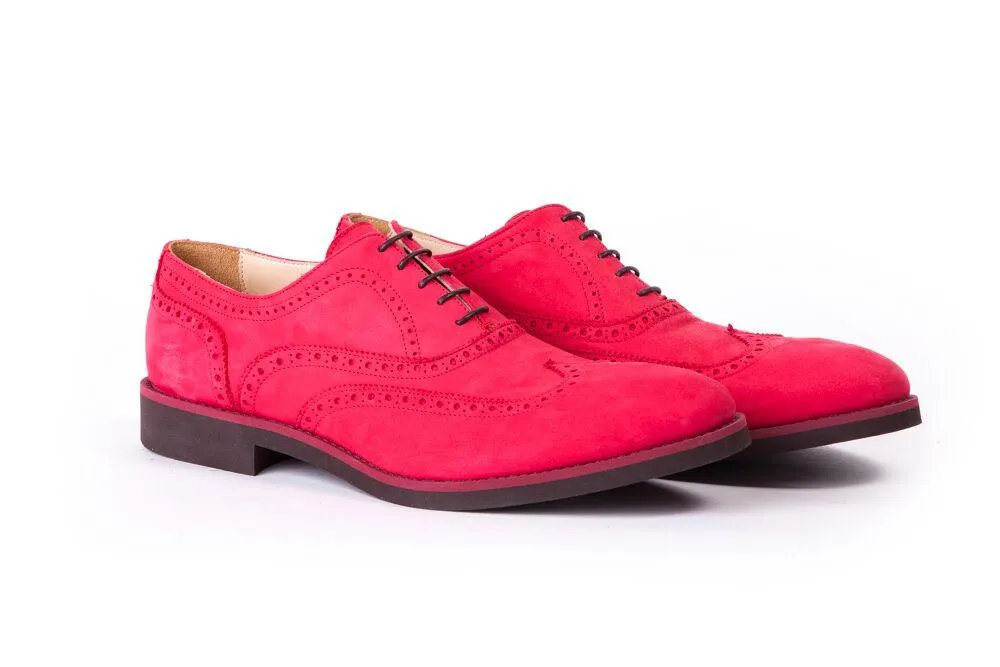 Men's 3491 Nabuck & Maroon Accented Brogue Wingtip on Bordeaux Sole (EX-33)