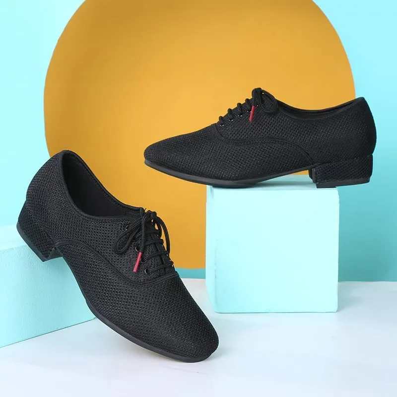 Men's Black Dance Shoes Breathable Mesh Ballroom Dancing Shoes Latin Salsa Social Teaching Practicing Professional Shoes
