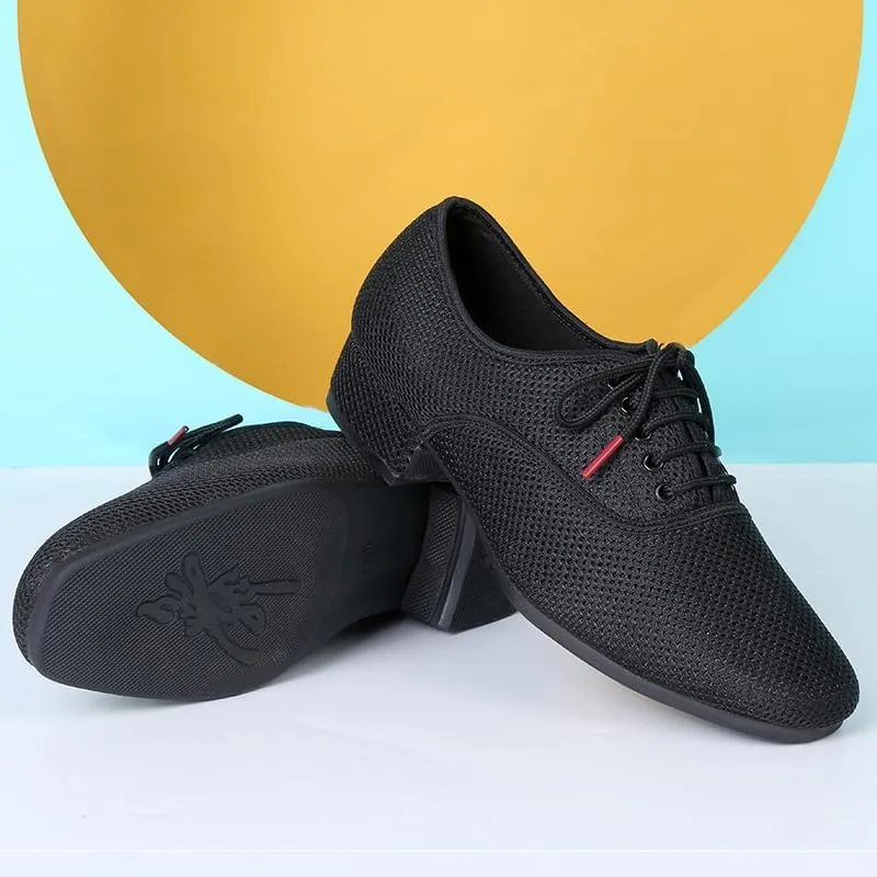 Men's Black Dance Shoes Breathable Mesh Ballroom Dancing Shoes Latin Salsa Social Teaching Practicing Professional Shoes