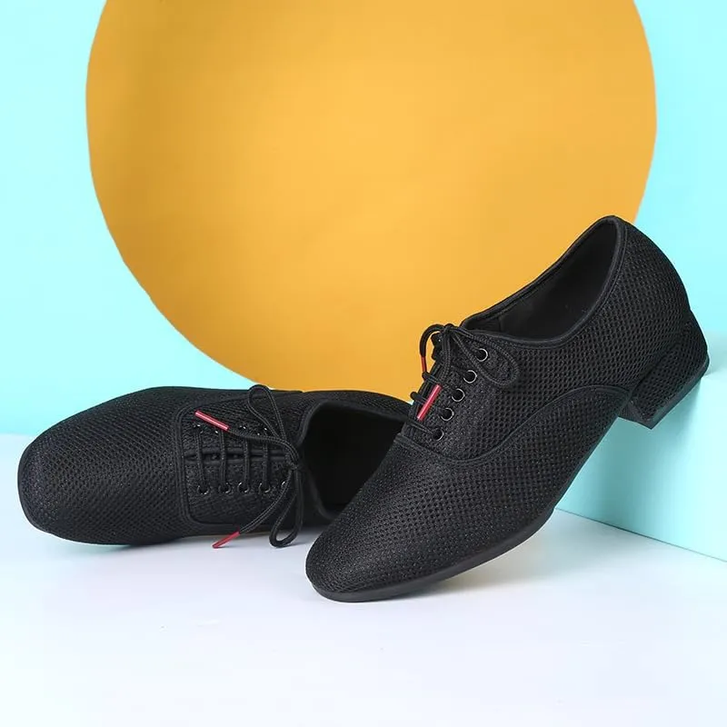 Men's Black Dance Shoes Breathable Mesh Ballroom Dancing Shoes Latin Salsa Social Teaching Practicing Professional Shoes