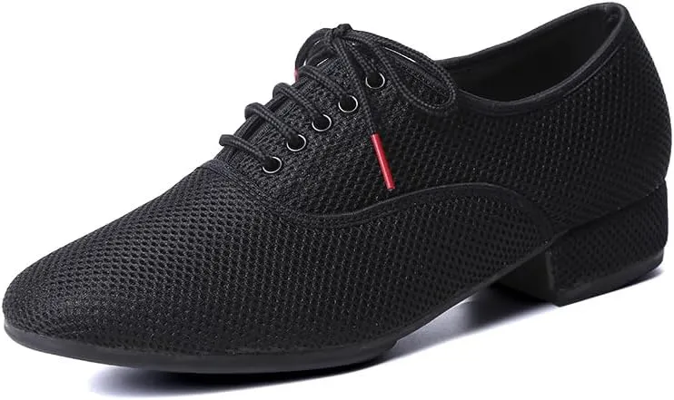 Men's Black Dance Shoes Breathable Mesh Ballroom Dancing Shoes Latin Salsa Social Teaching Practicing Professional Shoes