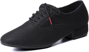 Men's Black Dance Shoes Breathable Mesh Ballroom Dancing Shoes Latin Salsa Social Teaching Practicing Professional Shoes