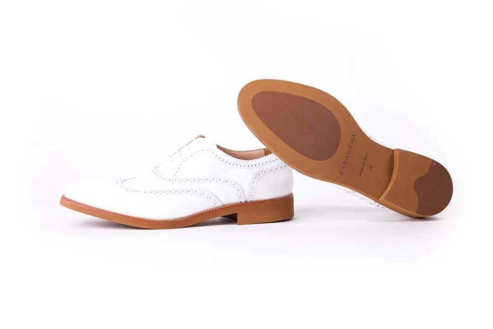MEN'S WHITE & TAN WINGTIP ON CAMEL SOLE