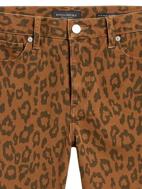 Mid-Rise Skinny Leopard Jean In Caramel Leopard Print