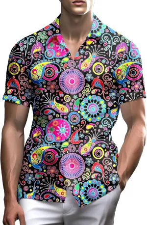 Neon Shirts for Men Button Up Shirts,Mens Neon Shirt Hawaiian Shirt for Men,Mens Beach Shirts Neon Clothes