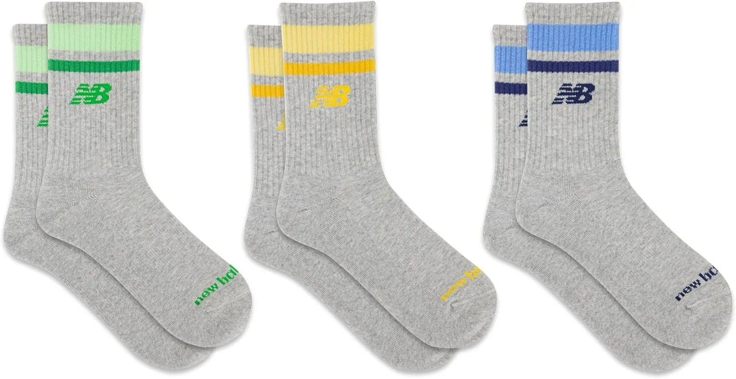 New Balance Organic Cotton Crew Socks-3 Pairs-Arch Support