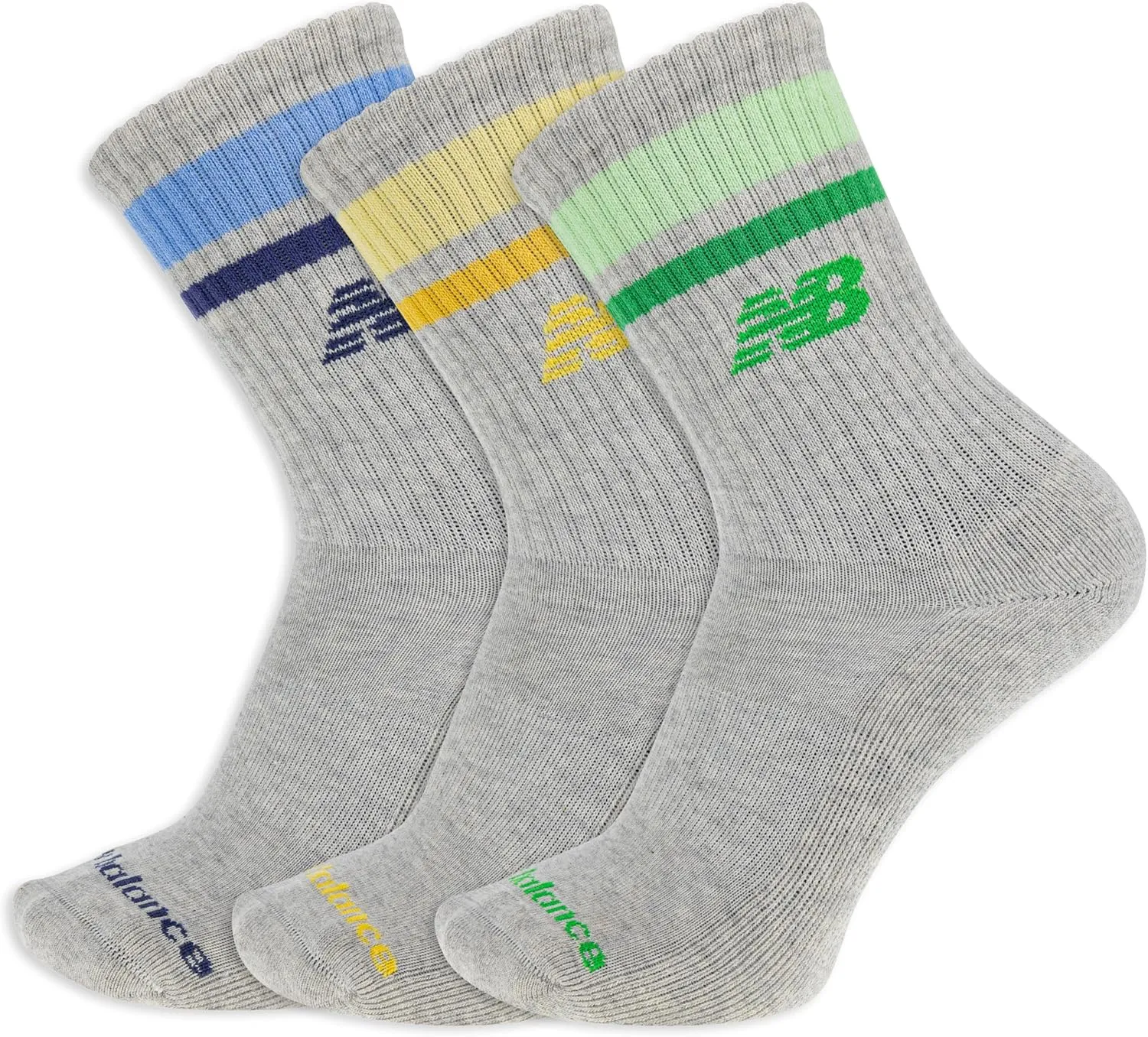 New Balance Organic Cotton Crew Socks-3 Pairs-Arch Support