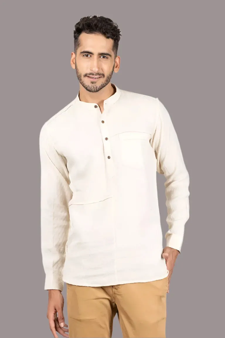 Off-White Solid Short Kurta