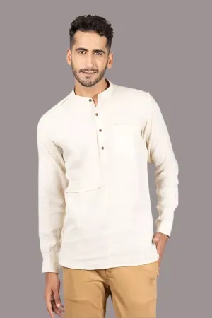Off-White Solid Short Kurta
