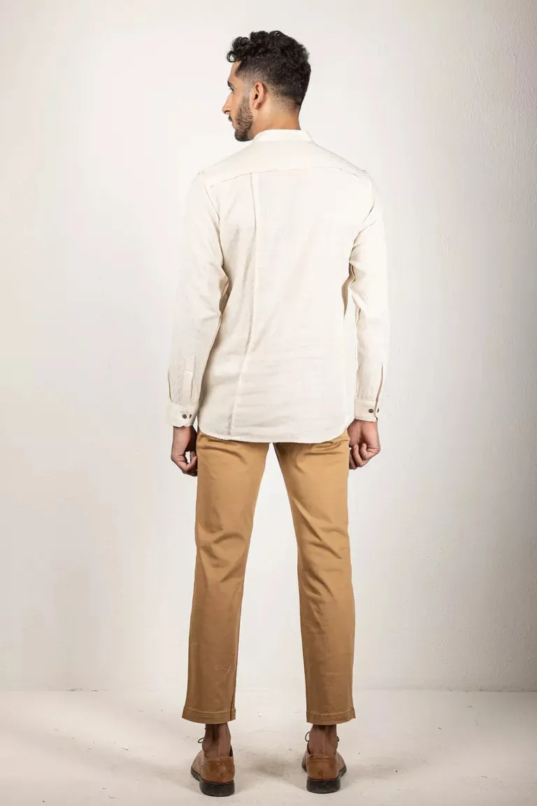 Off-White Solid Short Kurta