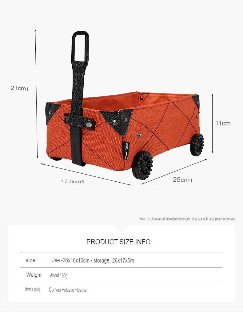Outdoor Camping Storage Box Mini Camper Car Tissue Box Diy Canvas Folding Trolley Shopping Cart