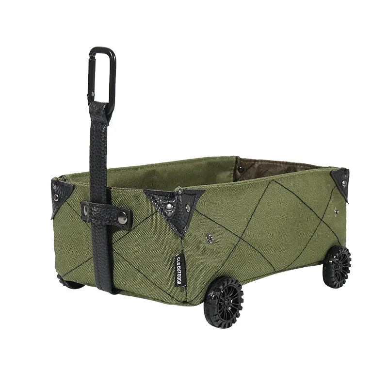 Outdoor Camping Storage Box Mini Camper Car Tissue Box Diy Canvas Folding Trolley Shopping Cart