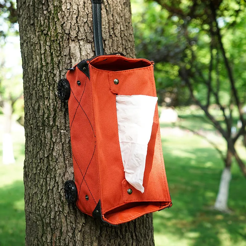 Outdoor Camping Storage Box Mini Camper Car Tissue Box Diy Canvas Folding Trolley Shopping Cart