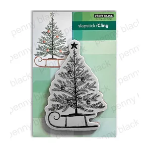 Penny Black Slapstick Cling Rubber Stamp - Tree Sleigh