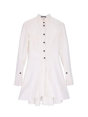 pleat-detail tuxedo dress